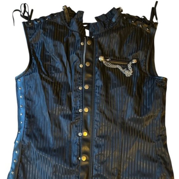 Steampunk Corset Satin Pinstripe Vest - NWT - Picture 7 of 8